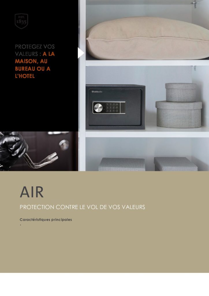 Documentation coffre de sécurité Chubbsafes Air