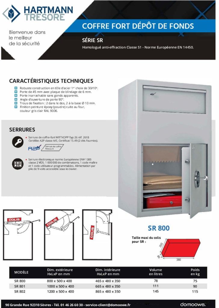 Documentation coffre tirelire Hartmann Tresore SR