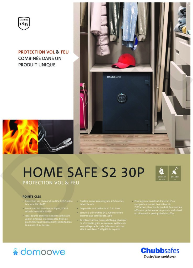 Documentation coffre de sécurité Chubbsafes HomeSafe